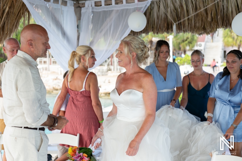 Wedding celebration at Karakter in Curacao features a bride preparing for her big day with friends and family