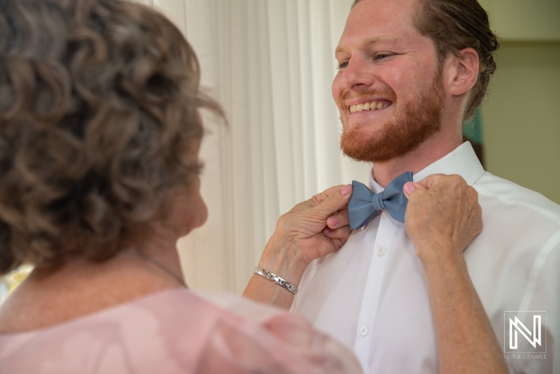 Groom and mom moment