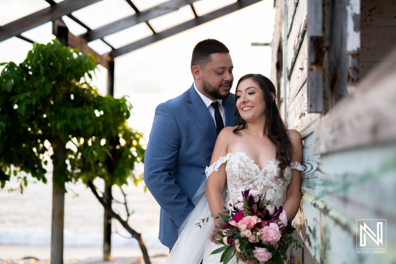 Couple celebrates their wedding at Playa Hunku in Curacao surrounded by natural beauty and vibrant emotions