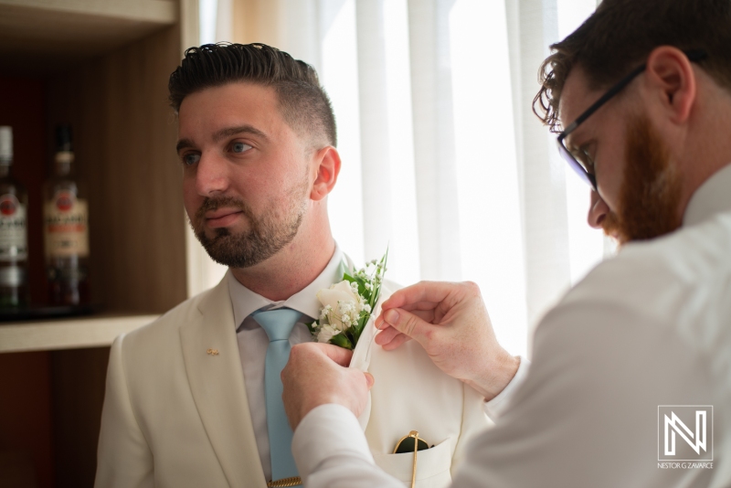Groom getting ready