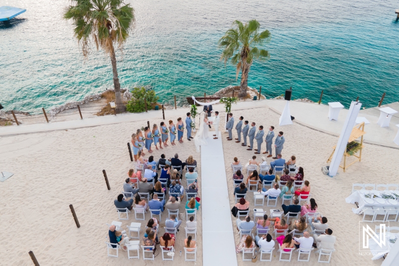 Wedding ceremony drone shot