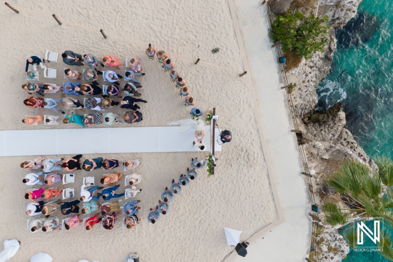 Wedding ceremony drone shot