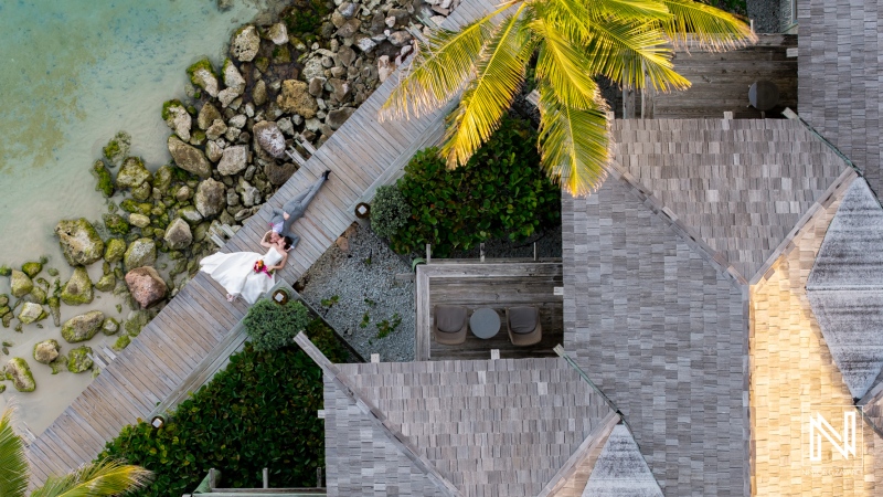 Stunning wedding celebration at Avila Beach Hotel in Curacao surrounded by lush landscapes and serene ocean views