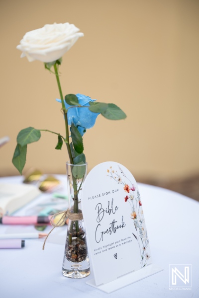 Guestbook table setup at wedding event in Avila Beach Hotel Curacao