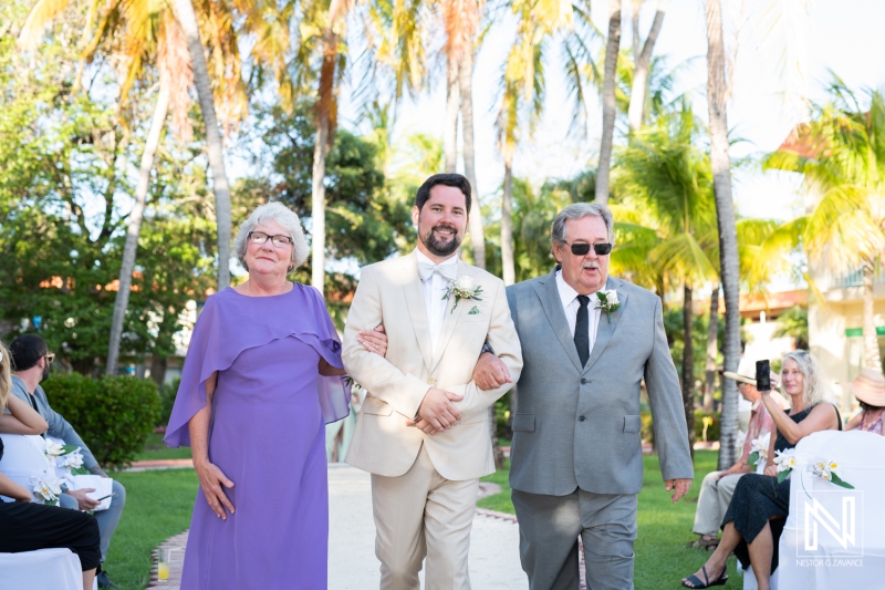 Groom walking down the isle