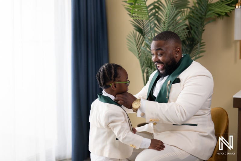 Celebration of love at Mangrove Beach Corendon with joyful moments before the wedding ceremony in Curacao