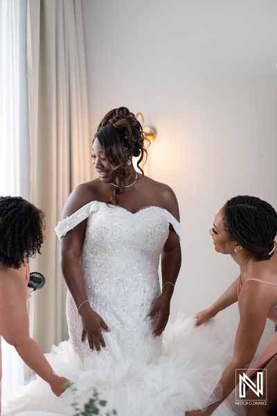 Celebrating love at Mangrove Beach Corendon in Curacao with a beautiful wedding preparation moment