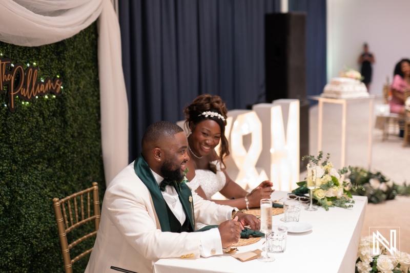 Beautiful wedding celebration at Mangrove Beach Corendon in Curacao featuring joyful couple and elegant decor