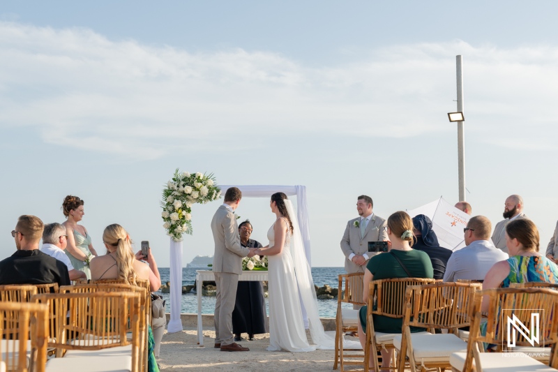 Wedding ceremony at Sunscape Curacao Resort with ocean backdrop and tropical atmosphere