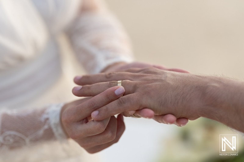 Beautiful wedding ceremony at Mangrove Beach in Curacao celebrating love and commitment between the couple