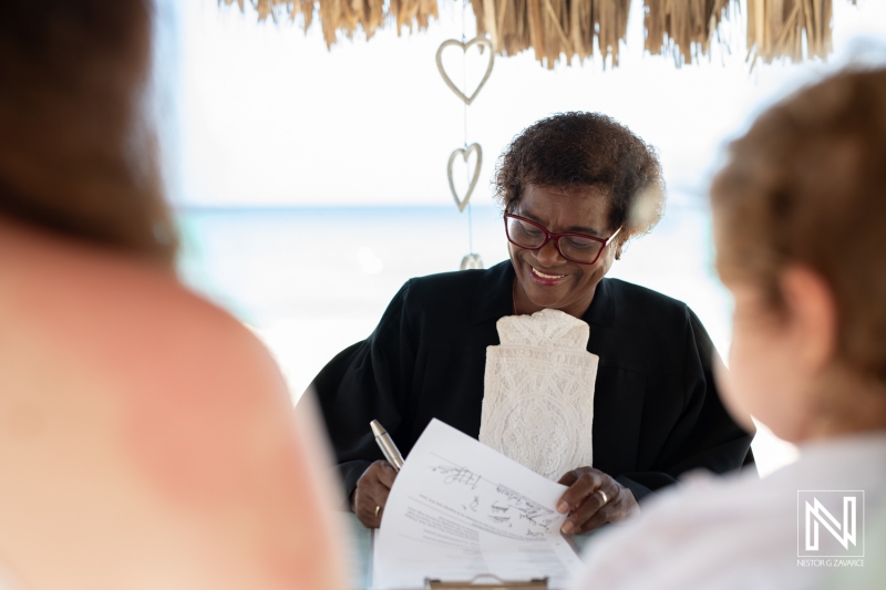 Wedding officiant signing