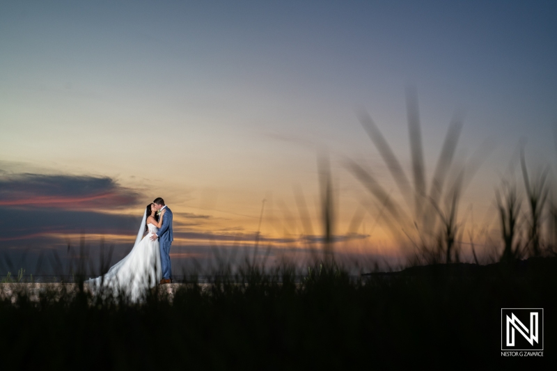 Wedding couple sunset photo session