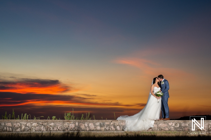Wedding couple sunset photo session
