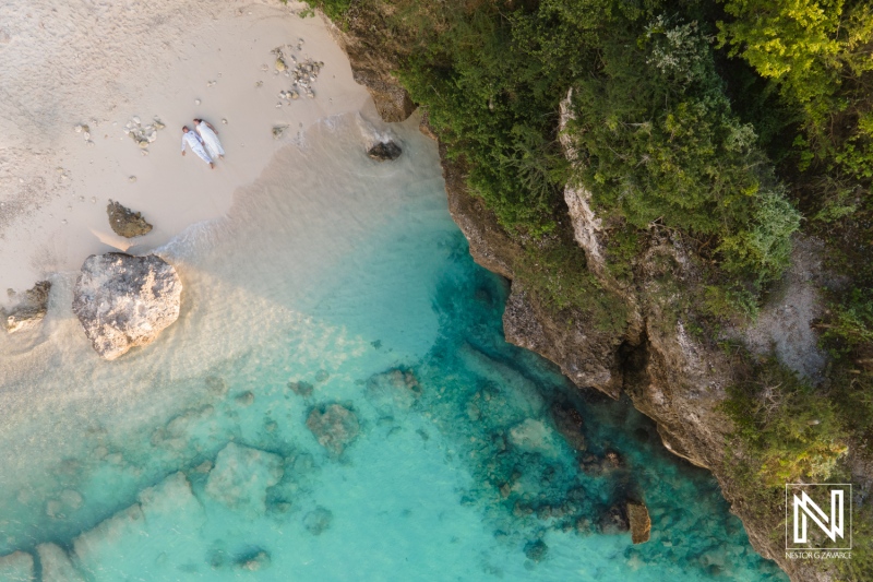 Bride and groom drone photoshoot session