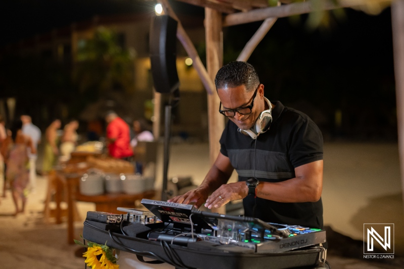 Celebration at Sunscape Curacao Resort featuring a DJ energizing a wedding reception under the stars