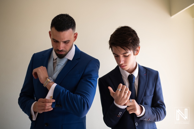 Groom getting ready