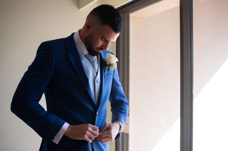 Groom getting ready