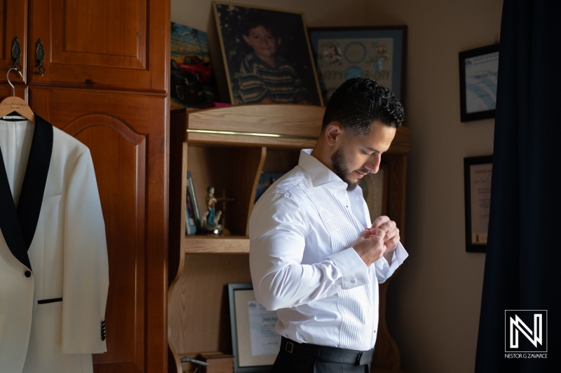 Groom getting ready