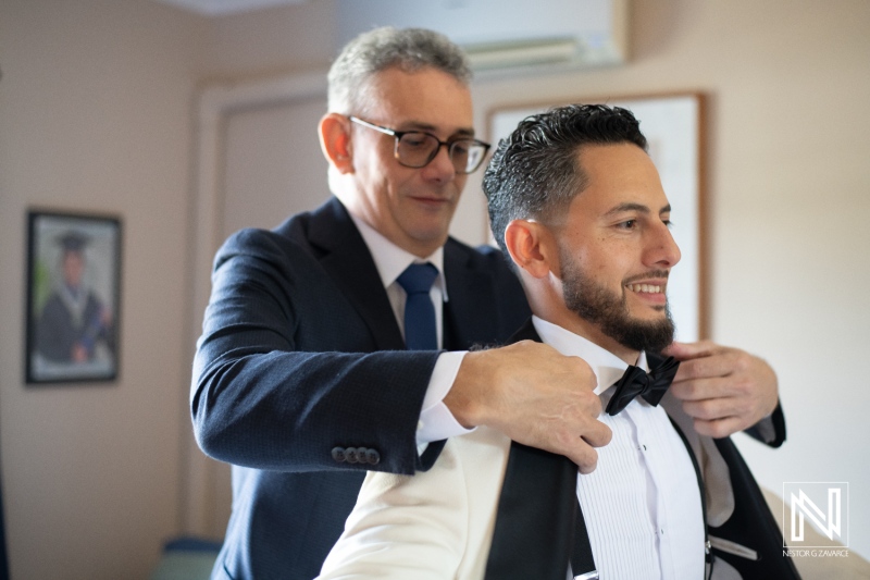 Groom getting ready