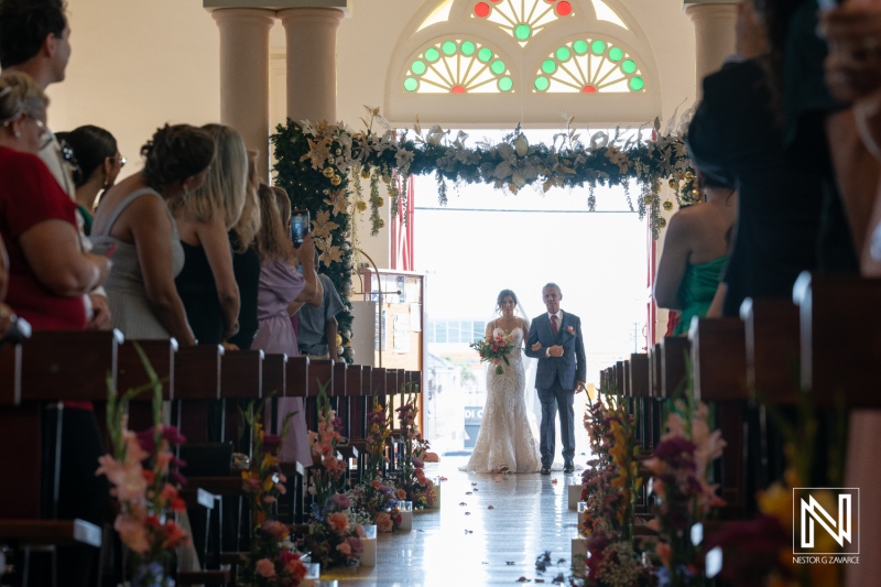 Bride walking down the aisle