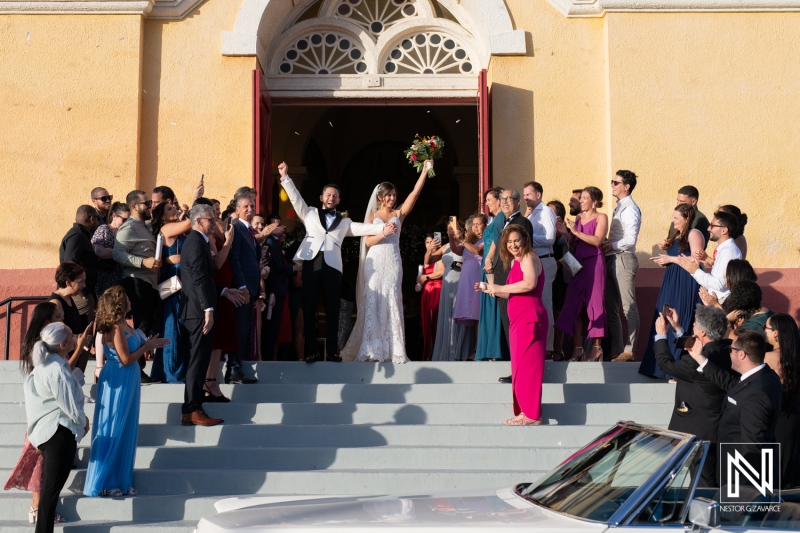 Bride and groom exit