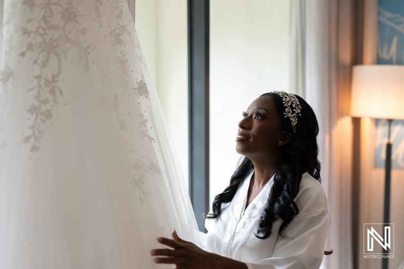 Bride with wedding dress