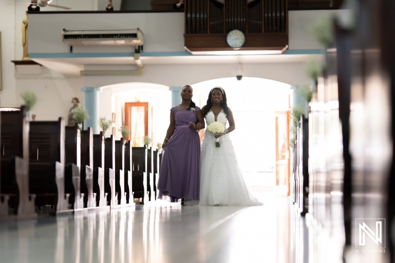 Bride walking down the aisle