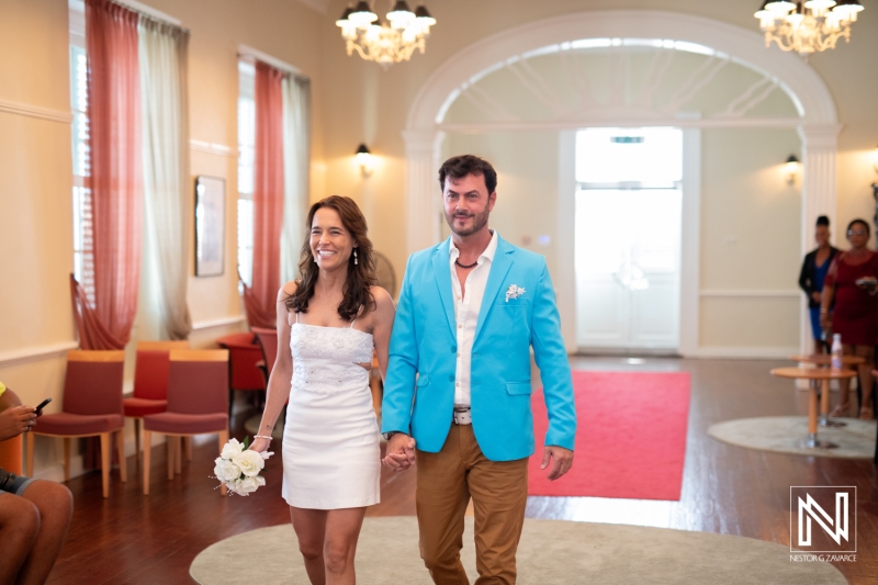 Bride and Groom walking down the aisle