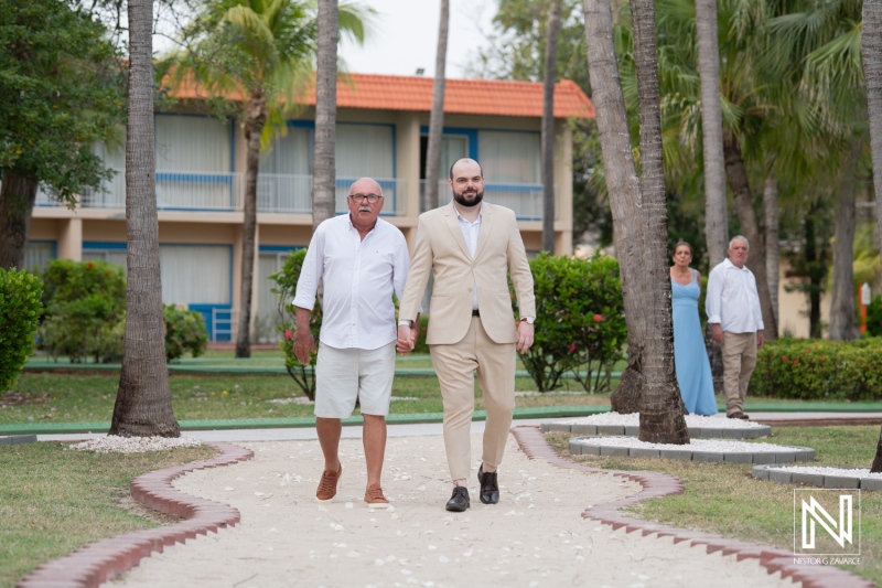 Groom walking down the aisle