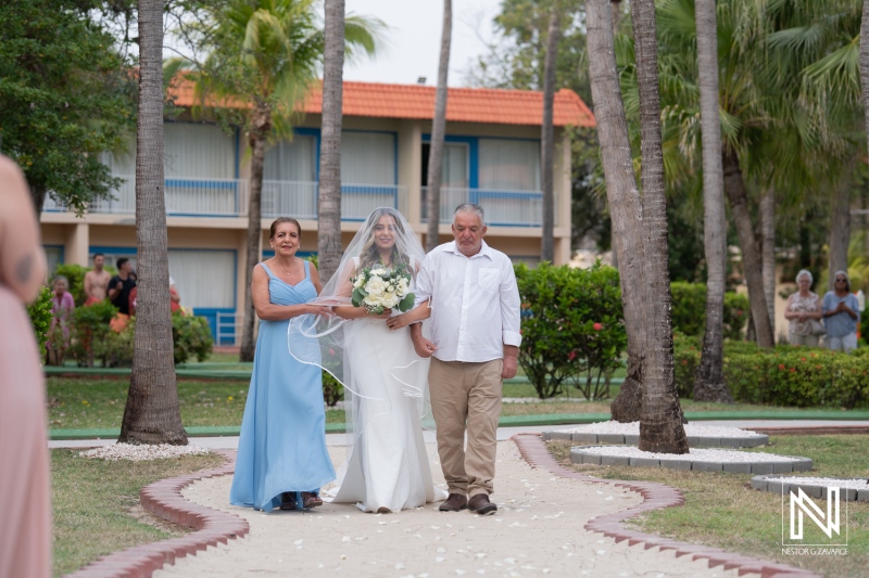 Bride walking down the aisle