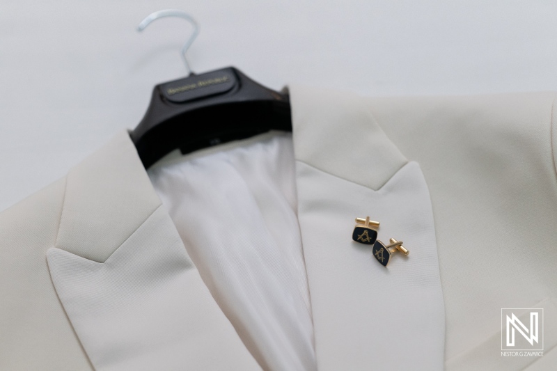 Elegant wedding attire displayed at Avila Beach Hotel in Curacao showcasing stylish details and personal touches