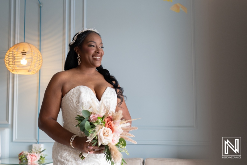 Bridal beauty at Renaissance Wind Creek Curacao Resort during a romantic wedding celebration