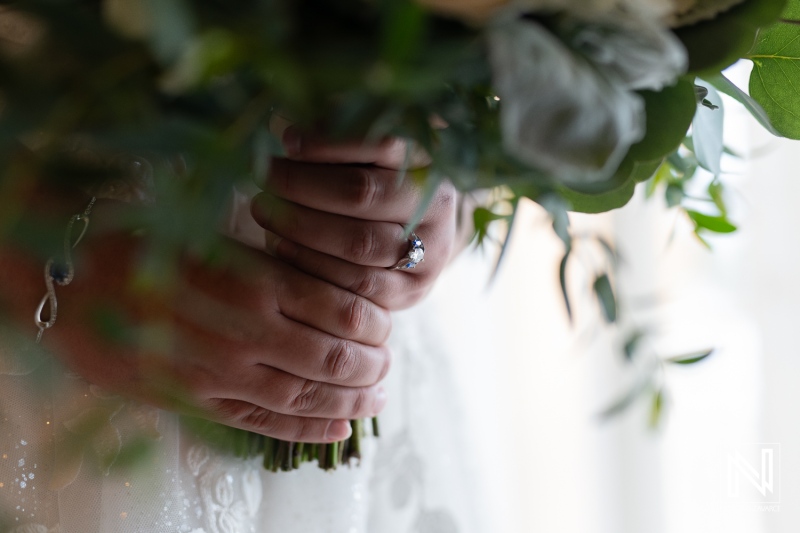 Celebrating love with a wedding bouquet at Renaissance Wind Creek Curacao Resort in beautiful Curacao