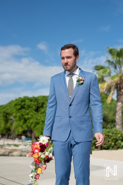Groom waiting for first look