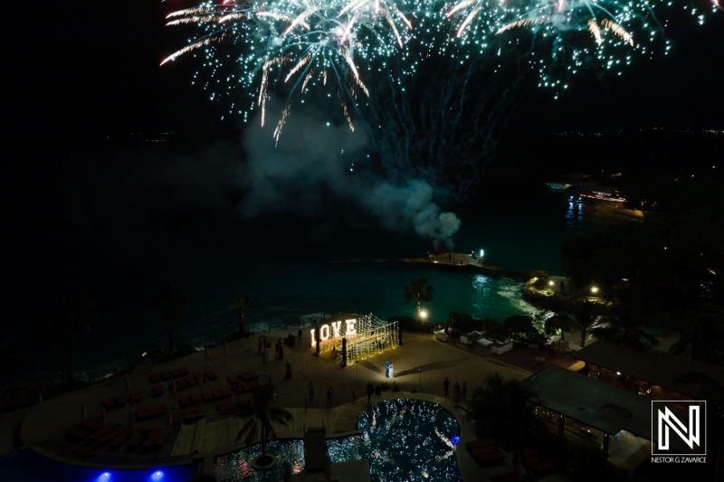 Fireworks show drone photo