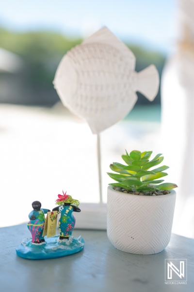 Colorful wedding decor at Daaibooi beach in Curacao highlighting local culture