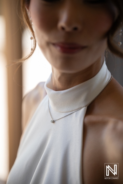 Wedding celebration at Playa Hunku in Curacao featuring a bride in elegant attire