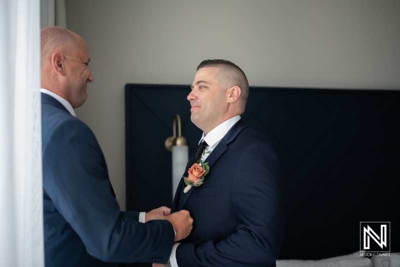 Groom getting ready