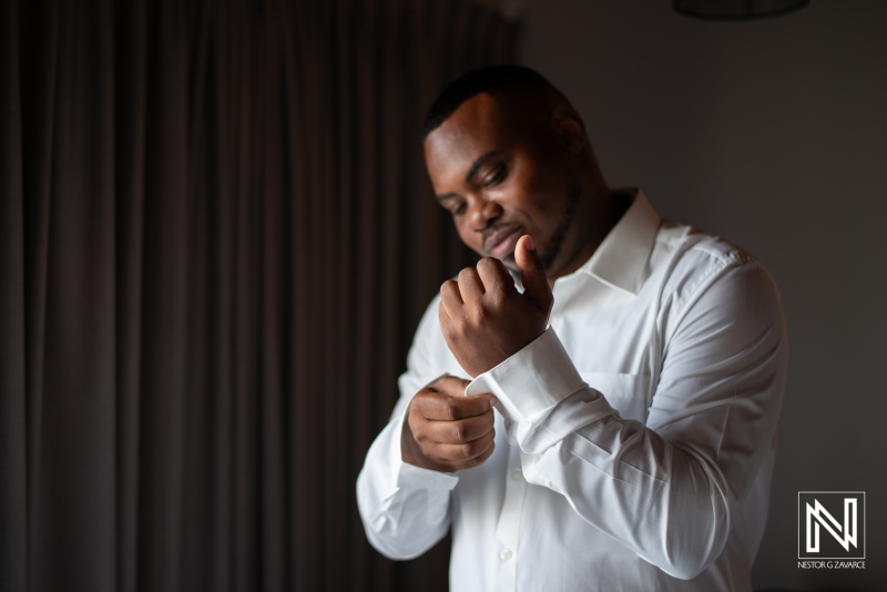 Groom getting ready