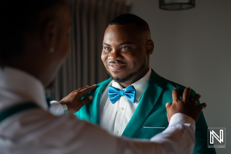 Groom getting ready