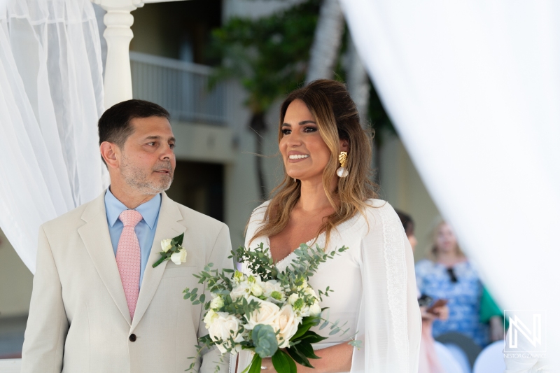 Bride and groom at the wedding gazebo