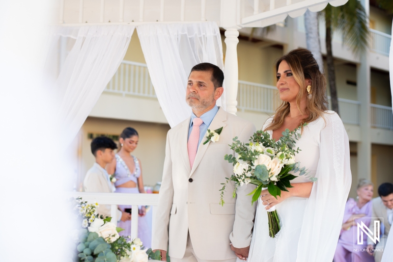 Bride and groom at the wedding gazebo