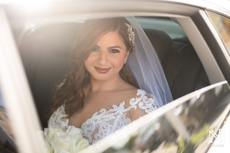 Bride waiting inside the car