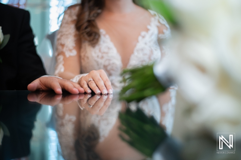 Bride and groom hands
