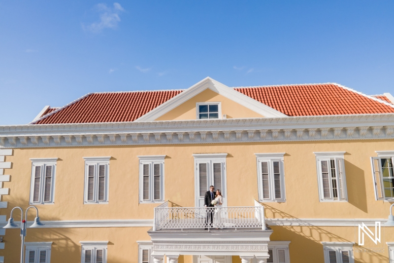 Bride and groom photoshoot - drone shot
