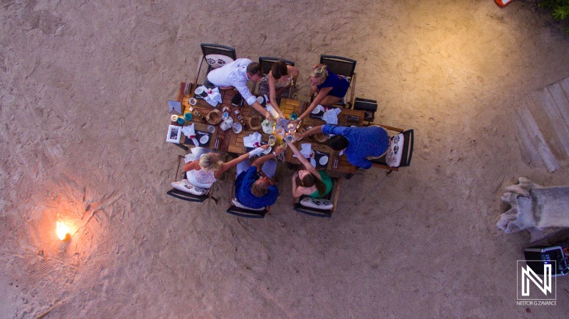 wedding toast aerial shot