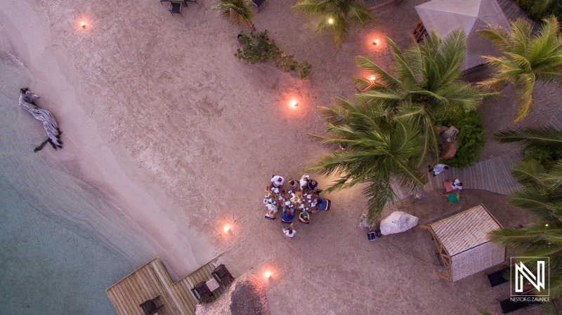 wedding dinner aerial shot