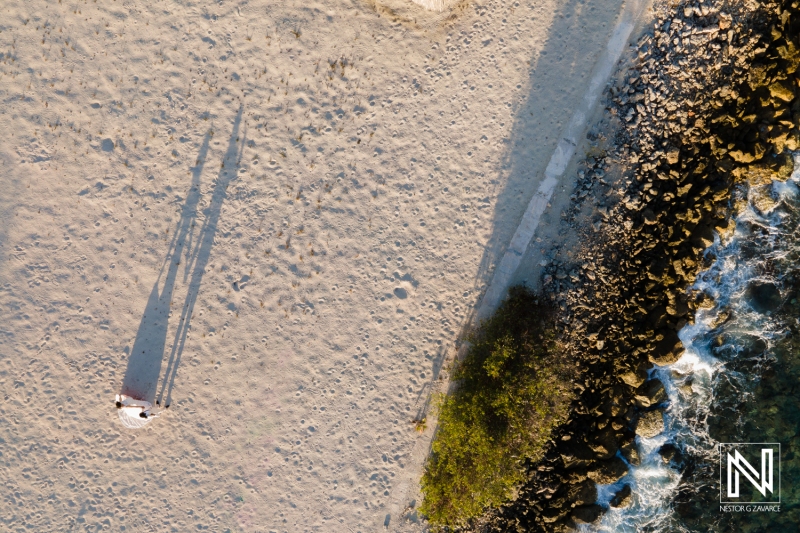 Couple's photoshoot drone shot