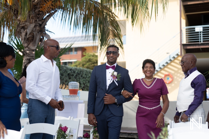 Groom walking down the aisle