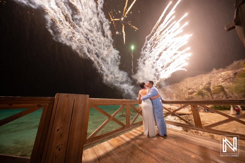 Celebrating love and fireworks at a beautiful wedding on Kokomo Beach in Curacao